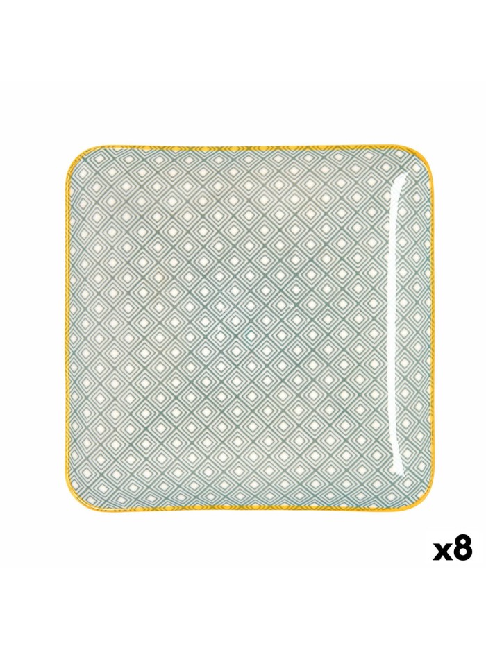 Bandeja de Aperitivos Quid Pippa Cuadrado Cerámica Multicolor (21 x 21 cm) (8 Unidades)