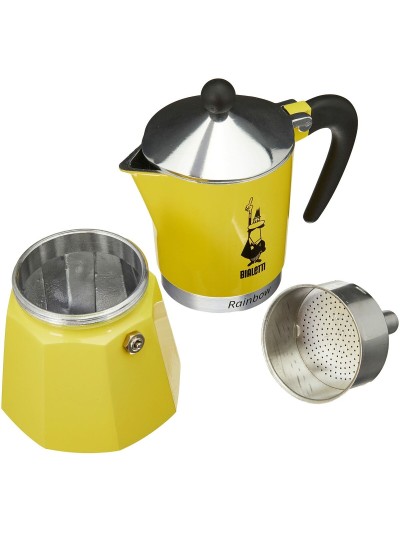 Cafetera Italiana Bialetti Rainbow Amarillo Metal 6 Tazas