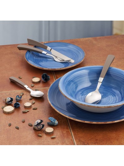 Plato de Postre Quid Vita Cerámica Azul (19 cm) (12 Unidades)