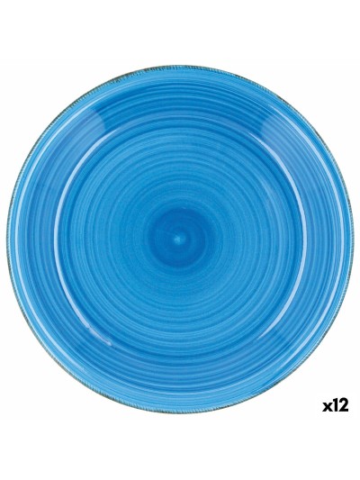 Plato Llano Quid Vita Azul Azul Cerámica Ø 27 cm (12 Unidades)