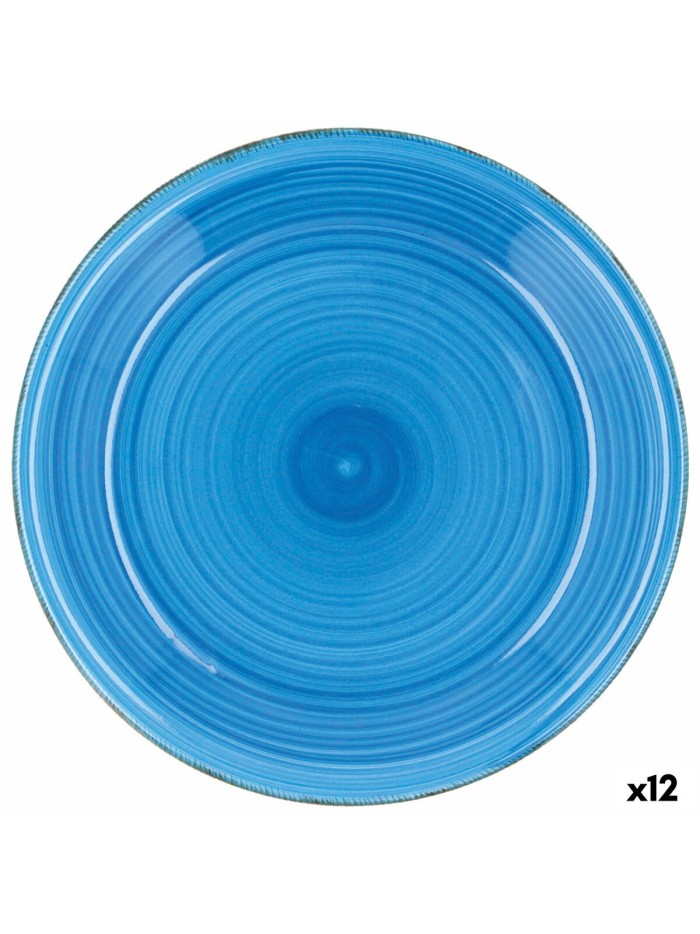 Assiette plate Quid Vita Azul Bleu Céramique Ø 27 cm (12 Unités)