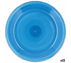 Plato Llano Quid Vita Azul Azul Cerámica Ø 27 cm (12 Unidades)