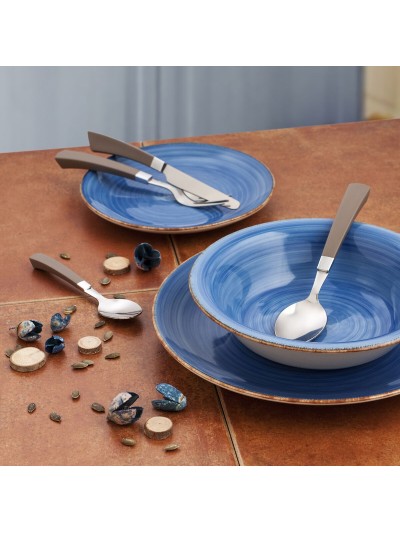 Plato Llano Quid Vita Azul Azul Cerámica Ø 27 cm (12 Unidades)