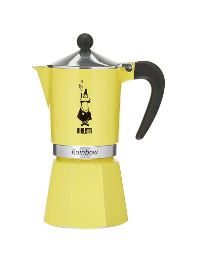 Cafetera Italiana Bialetti Rainbow Amarillo Metal 6 Tazas