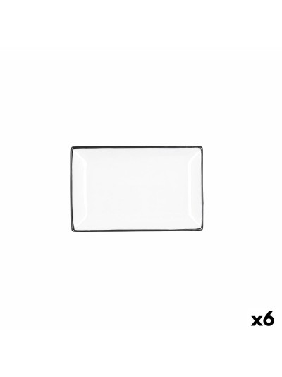 Bandeja de Aperitivos Quid Gastro Blanco Negro Cerámica 20 x 13 x 2 cm (6 Unidades)