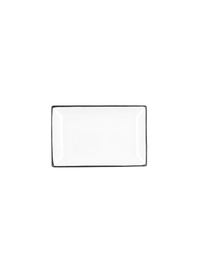Bandeja de Aperitivos Quid Gastro Blanco Negro Cerámica 20 x 13 x 2 cm (6 Unidades)