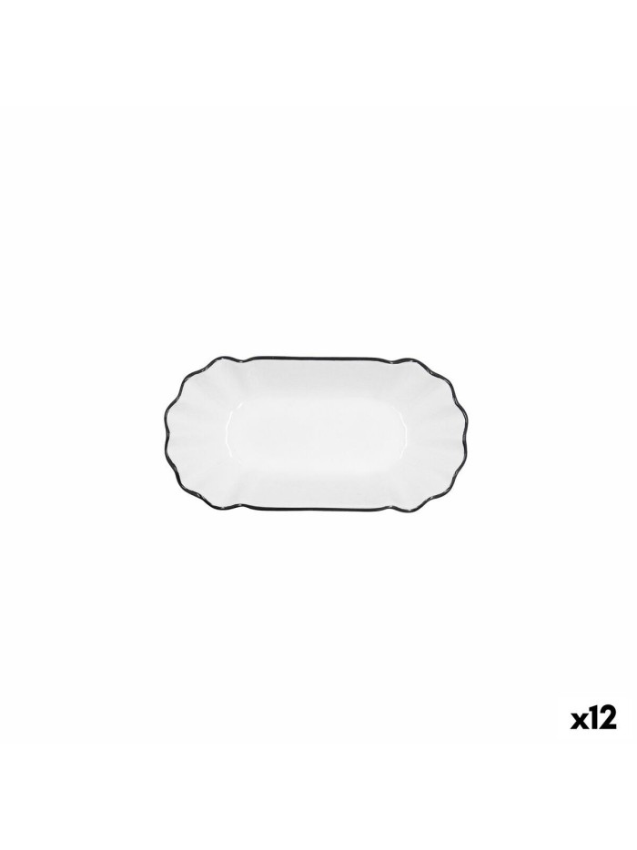 Bandeja de Aperitivos Quid Gastro Blanco Negro Cerámica 20,5 x 11 x 3,5 cm (12 Unidades)