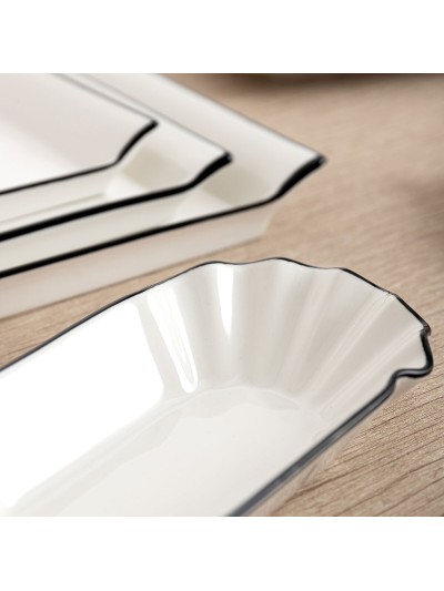 Plateau apéritif Quid Gastro Blanc Noir Céramique 20,5 x 11 x 3,5 cm (12 Unités)