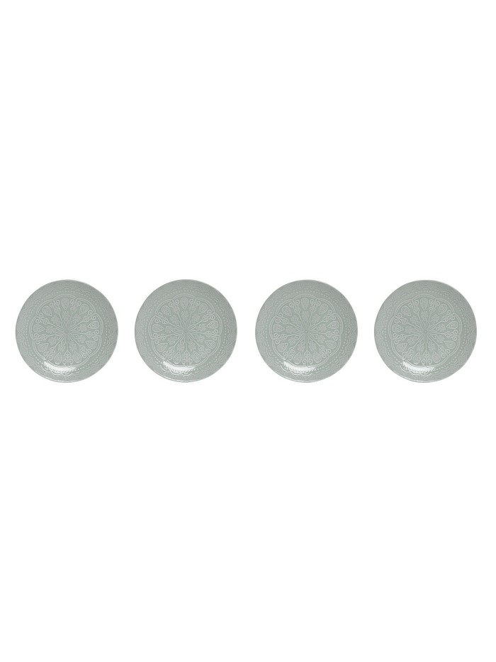 Set de Platos Home ESPRIT Verde Gres Mandala Árabe 27 x 27 x 2,5 cm