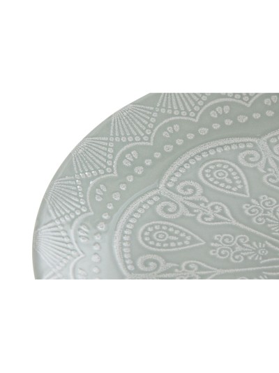 Set de Platos Home ESPRIT Verde Gres Mandala Árabe 27 x 27 x 2,5 cm
