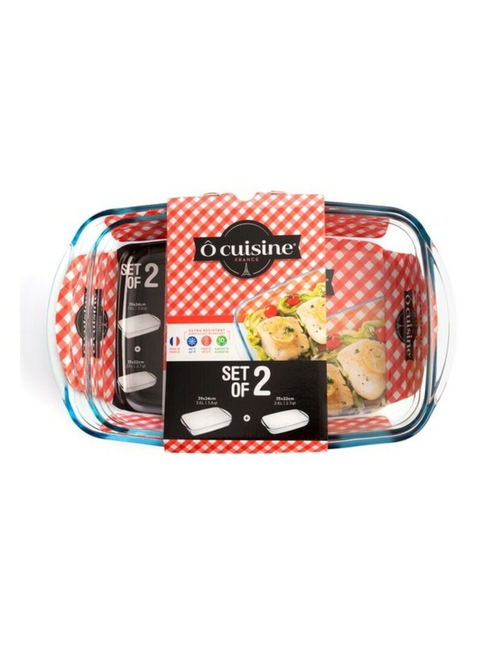 Set de Fuentes para Horno Ô Cuisine 334SA05 Transparente Vidrio (2 pcs)