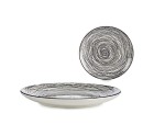 Plato Llano Rayas Porcelana Negro Blanco 24 x 2,8 x 24 cm