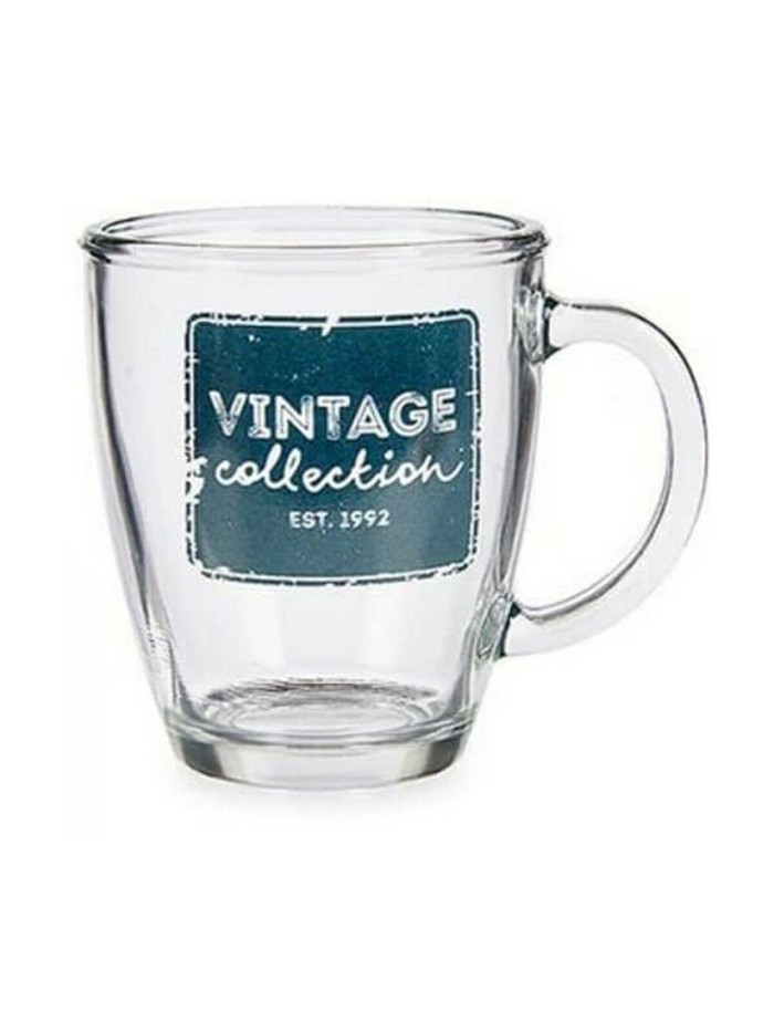 Taza Mug Vintage Transparente Vidrio 320 ml