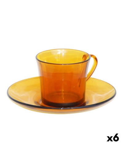 Tasse avec sous-tasse Duralex 9006DS12A0111 Ambre 180 ml (6 Pièces) (6 Unités)