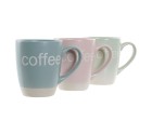 Taza Mug DKD Home Decor Multicolor Azul Rosa Madera de caucho Verde Gres 160 ml (3 Unidades) (7 pcs)