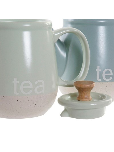 Tetera DKD Home Decor 8424001793235 Azul Verde Gres 1 L 22,5 x 12 x 16,5 cm (2 Unidades)