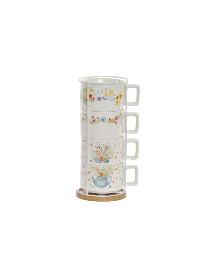 Juego de Tazas de Café DKD Home Decor Multicolor Metal Bambú Dolomita 260 ml