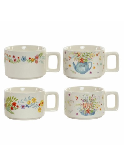 Piece Coffee Cup Set DKD Home Decor Multicolour Metal Bamboo Dolomite 260 ml