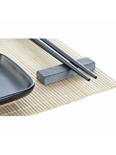 Set de sushi DKD Home Decor Noir Naturel Métal Bambou Grès Oriental 30 x 40 cm 27,8 x 17,8 x 3 cm (7 Pièces) (27,8 x 17,8 x 3 cm