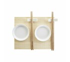 Set de sushi DKD Home Decor Bambou Plastique Grès Blanc Naturel Oriental 28,8 x 19,8 x 3 cm (7 Pièces) (28,8 x 19,8 x 3 cm)