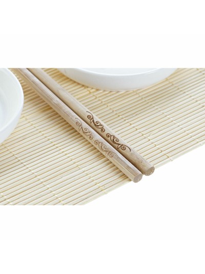 Set de sushi DKD Home Decor Bambou Plastique Grès Blanc Naturel Oriental 28,8 x 19,8 x 3 cm (7 Pièces) (28,8 x 19,8 x 3 cm)