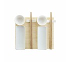 Set de Sushi DKD Home Decor Bambú Gres Blanco Natural Oriental 28,5 x 19,5 x 3,3 cm (9 Piezas) (28,5 x 19,5 x 3,3 cm)