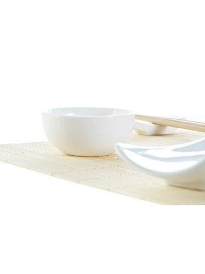 Set de sushi DKD Home Decor Bambou Grès Blanc Naturel Oriental 28,5 x 19,5 x 3,3 cm (9 Pièces) (28,5 x 19,5 x 3,3 cm)