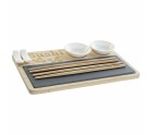 Set de Sushi DKD Home Decor PC-186227 Blanco Negro Natural Bambú Pizarra Moderno Oriental 28,5 x 18,5 x 2,6 cm (9 Piezas) (28,5 