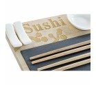 Set de Sushi DKD Home Decor PC-186227 Blanco Negro Natural Bambú Pizarra Moderno Oriental 28,5 x 18,5 x 2,6 cm (9 Piezas) (28,5 