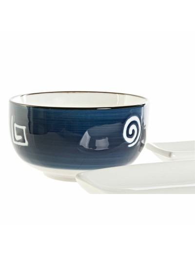 Set de sushi DKD Home Decor 33,5 x 34,5 x 9 cm Porcelaine Blanc Blue marine Oriental (33,5 x 34,5 x 9 cm)