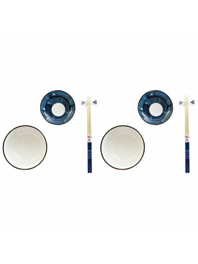 Set de Sushi DKD Home Decor 34 x 29,5 x 7,3 cm Porcelana Azul Blanco Oriental (34 x 29,5 x 7,3 cm)