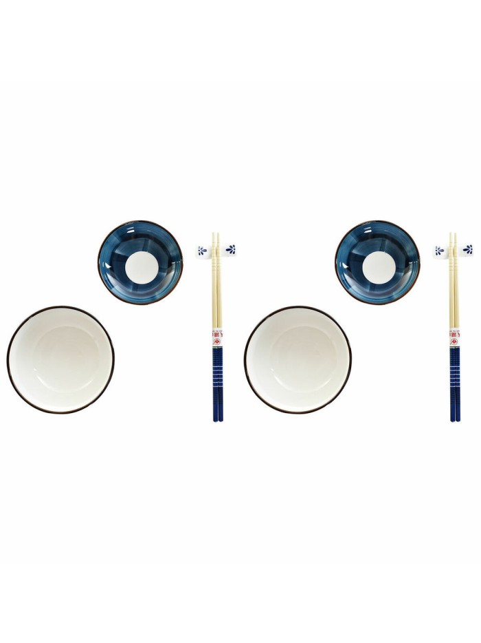 Set de sushi DKD Home Decor 34 x 29,5 x 7,3 cm Porcelaine Bleu Blanc Oriental (34 x 29,5 x 7,3 cm)
