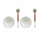 Set de Sushi DKD Home Decor 25 x 25 x 6,5 cm Porcelana Madera Blanco Verde Oriental (6 Piezas) (25 x 25 x 6,5 cm) (6 pcs)