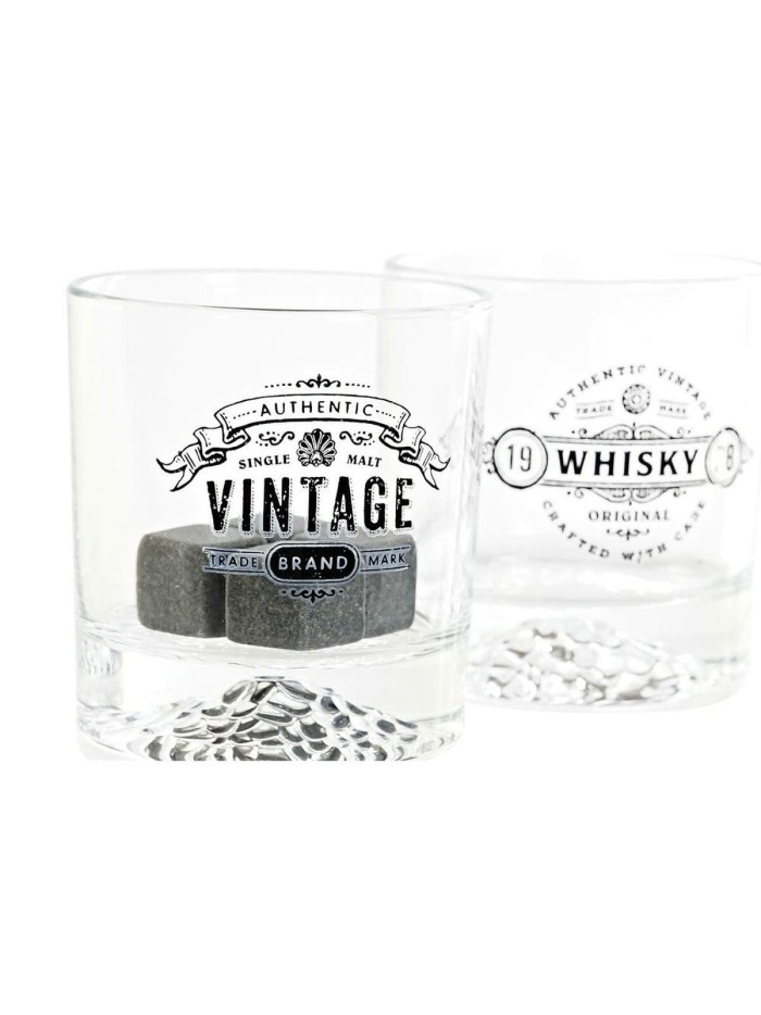 Set of glasses DKD Home Decor Transparent Dark grey Crystal Stone Loft 320 ml (6 Units)