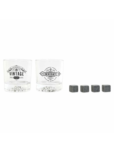 Set of glasses DKD Home Decor Transparent Dark grey Crystal Stone Loft 320 ml (6 Units)