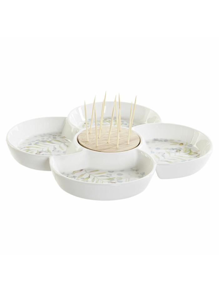 Ensemble à apértif DKD Home Decor Multicouleur Naturel Bambou Grès Cottage 22 x 22 x 7 cm