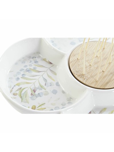 Ensemble à apértif DKD Home Decor Multicouleur Naturel Bambou Grès Cottage 22 x 22 x 7 cm