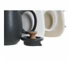 Tetera DKD Home Decor Blanco Beige Natural Gris oscuro Madera de caucho Plástico Gres 1 L 23 x 12 x 16,5 cm (3 Unidades)