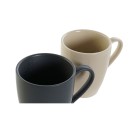 Juego de Tazas DKD Home Decor Beige Gris oscuro Madera de caucho Gres 300 ml 19 x 13 x 31 cm (4 Piezas)