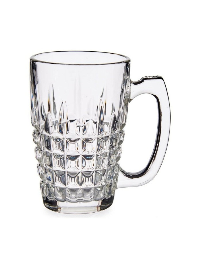 Taza Mug Cuadrados Transparente Vidrio 340 ml