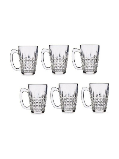 Taza Mug Cuadrados Transparente Vidrio 340 ml