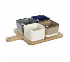 Set de Aperitivo DKD Home Decor 27 x 20 x 1,3 cm Porcelana Beige Azul Marrón Verde Moderno