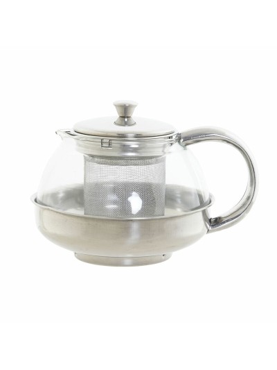 Tetera DKD Home Decor Plateado Acero Inoxidable Cristal Plástico 600 ml 15 x 12 x 12 cm