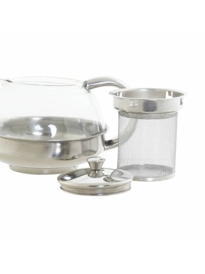 Tetera DKD Home Decor Plateado Acero Inoxidable Cristal Plástico 600 ml 15 x 12 x 12 cm