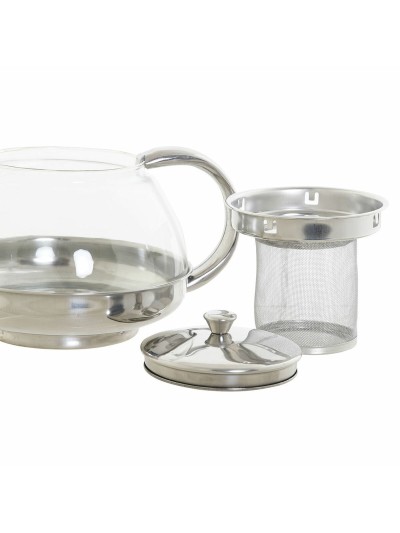 Tetera DKD Home Decor Plateado Acero Inoxidable Cristal Plástico 18 x 14 x 12 cm