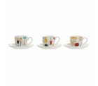 Juego de Tazas de Café DKD Home Decor Abstracto 80 ml Blanco Multicolor