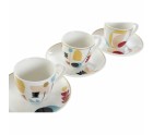 Juego de Tazas de Café DKD Home Decor Abstracto 80 ml Blanco Multicolor
