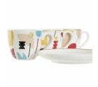 Juego de Tazas de Café DKD Home Decor Abstracto 80 ml Blanco Multicolor
