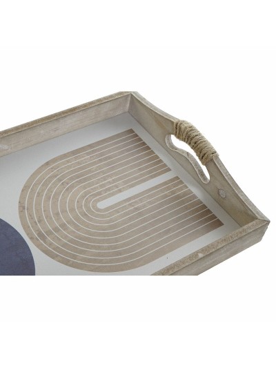 Plateau DKD Home Decor 40,6 x 30 x 6 cm Beige Bleu Bois MDF (2 Unités)