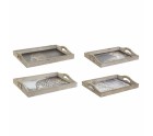 Bandeja DKD Home Decor 40,5 x 30 x 6,5 cm Multicolor Madera MDF (2 Unidades)